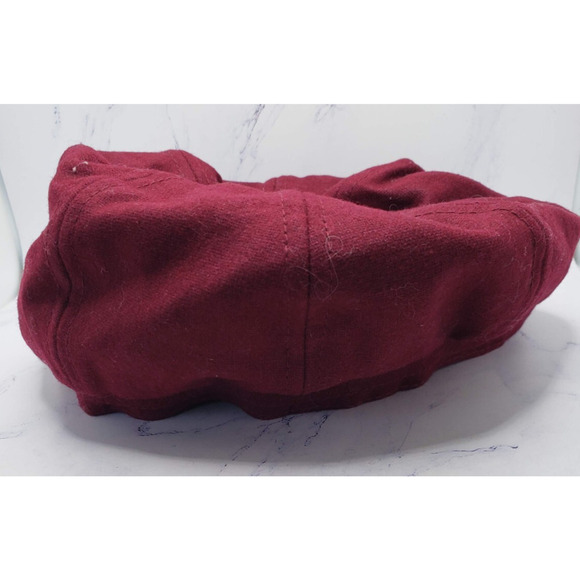 Woman's Classic Maroon Red Cloth Beret Hat Cap - Picture 3 of 9
